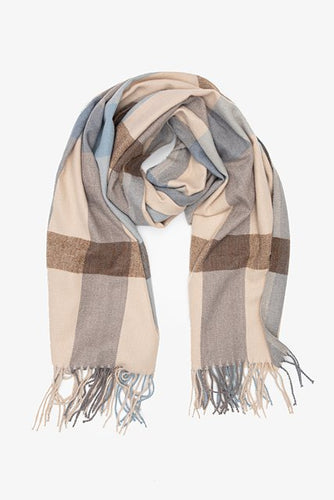 Check Scarf - Taupe & Soft Blues