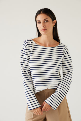 Satellite Tee - Navy Stripe