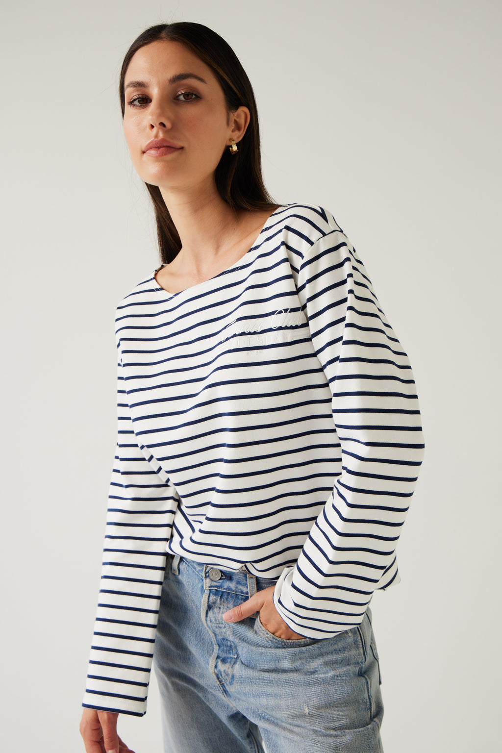 Satellite Tee - Navy Stripe