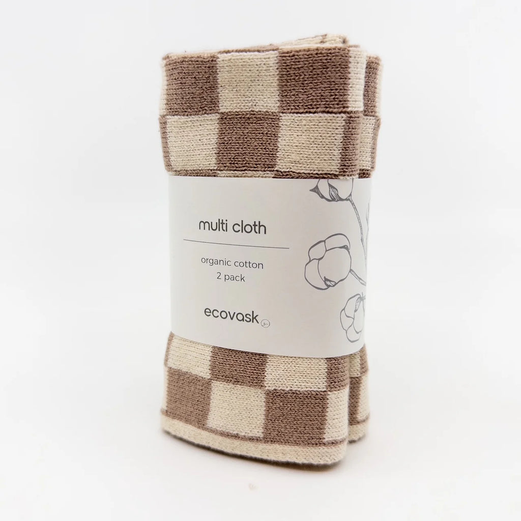 Ecovask Multi Cloth 2pk - Hummus Chequer