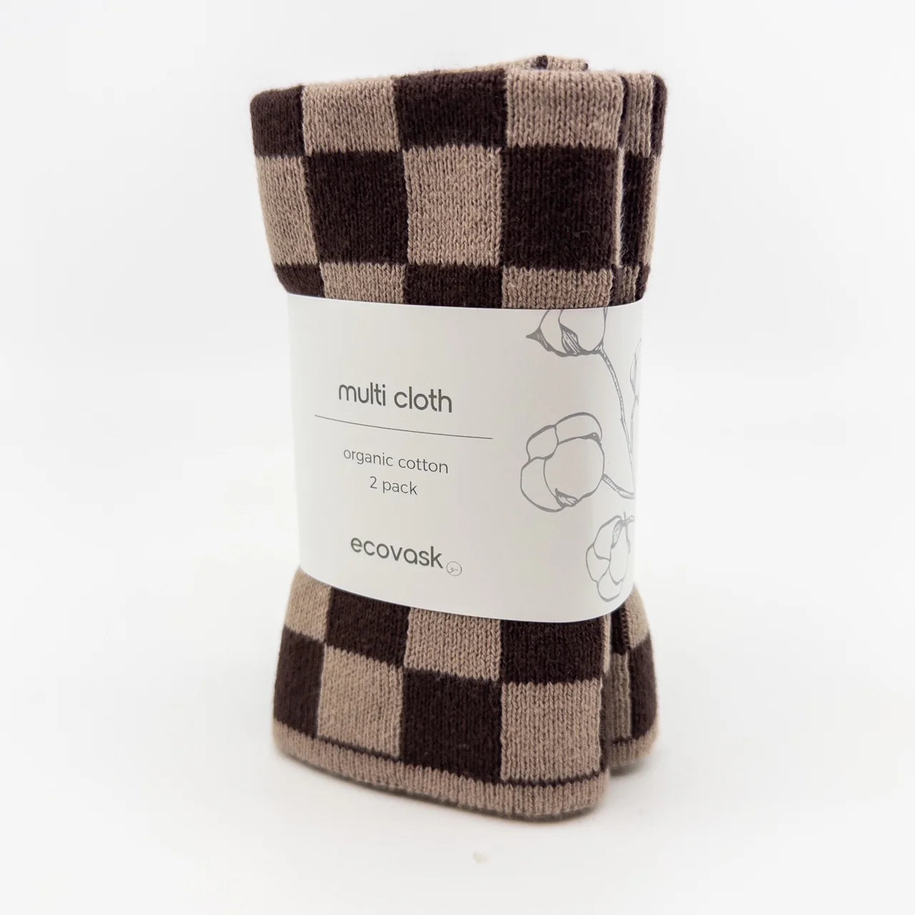 Ecovask Multi Cloth 2pk - Chocolate Chequer
