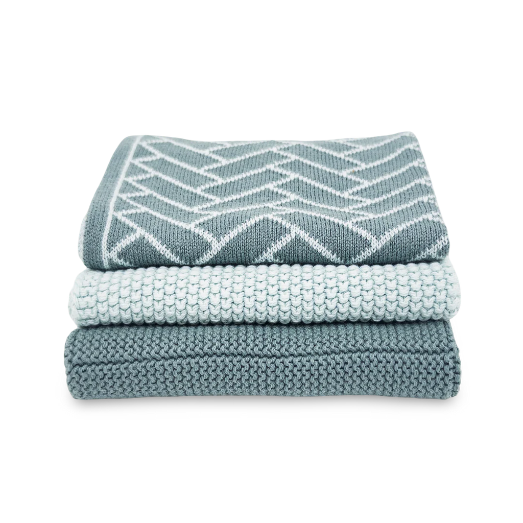 Dishcloth Variety 3pk - Sea Foam Herringbone