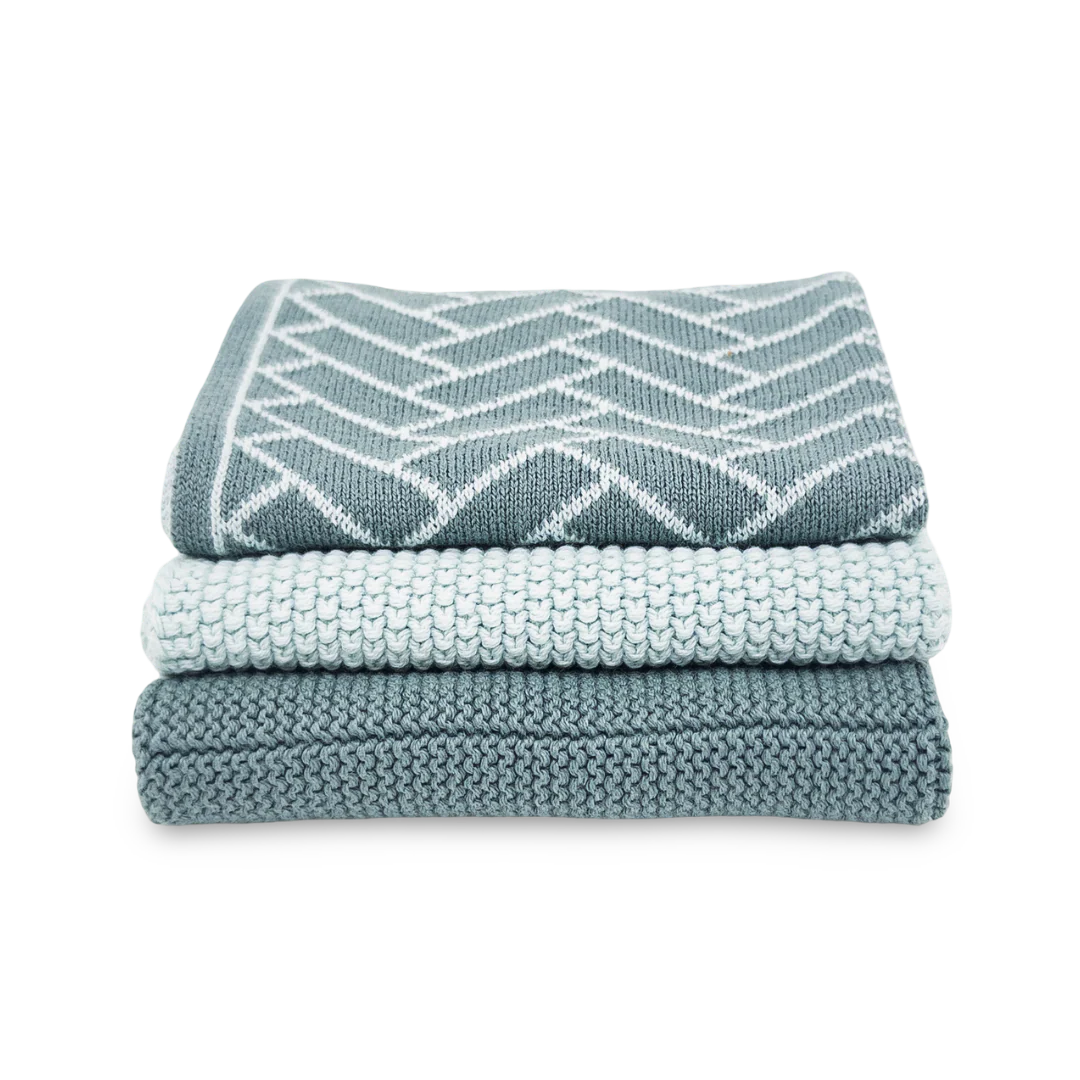 Dishcloth Variety 3pk - Sea Foam Herringbone