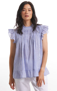 Smocked Pinstripe Top - Jewel Stripe