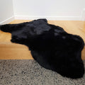 Long Wool Sheepskin Single Rug - Black
