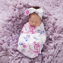 Load image into Gallery viewer, Swaddle and Topknot/ Beanie Set